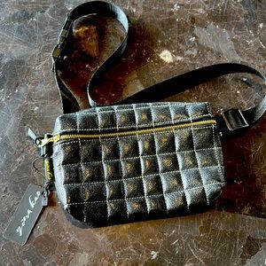 NWT black Fanny pack quilted faux leather
